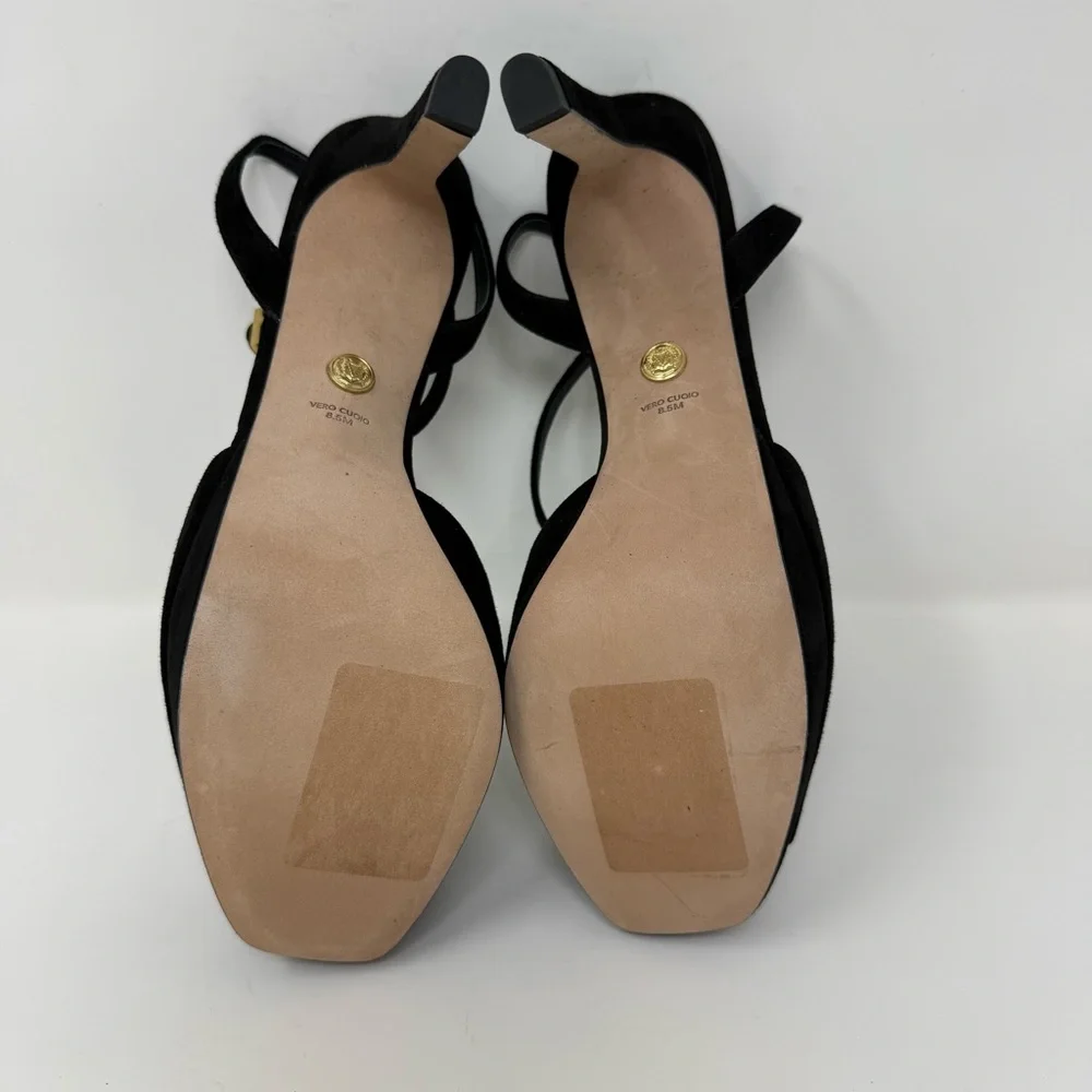New Veronica Beard Brianne Sandals Black Suede Sz 8.5